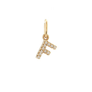 14 Karat yellow gold F charm with 11=0.03Tw Single Cut J I Diamonds
