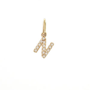 14 karat yellow gold N charm with 14=0.04tw single cut G I Diamonds