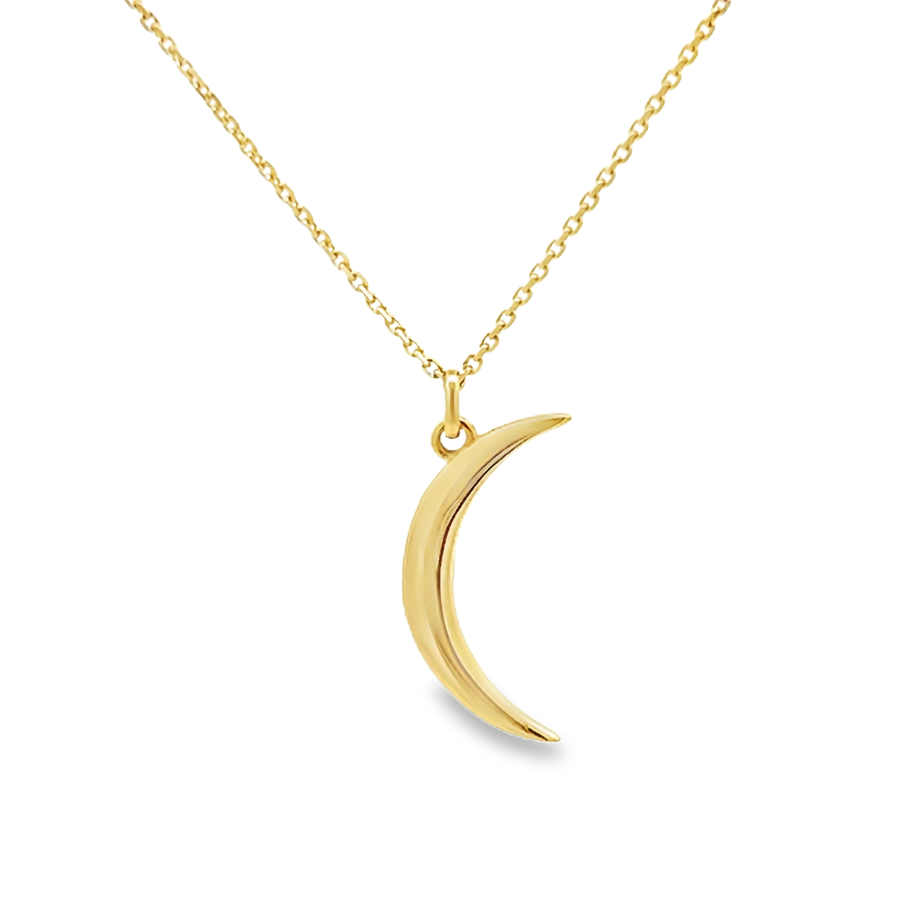 14k Yellow Gold Crecent Pendant Necklace