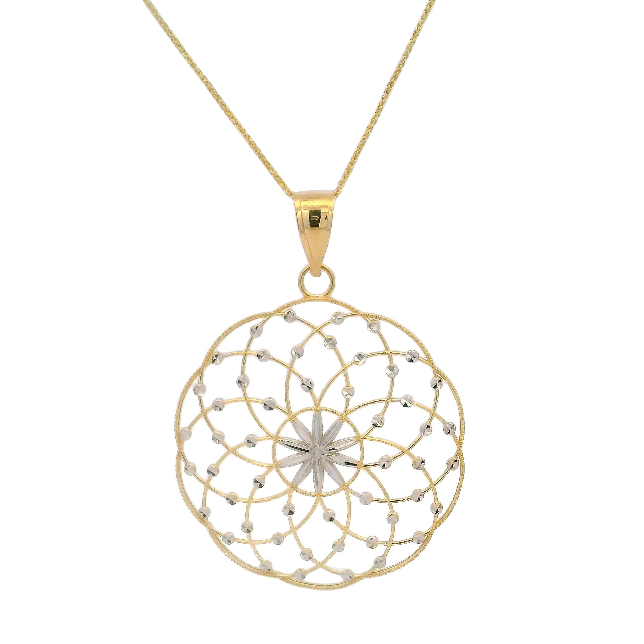 14k Two-toned Gold Circle Pendant