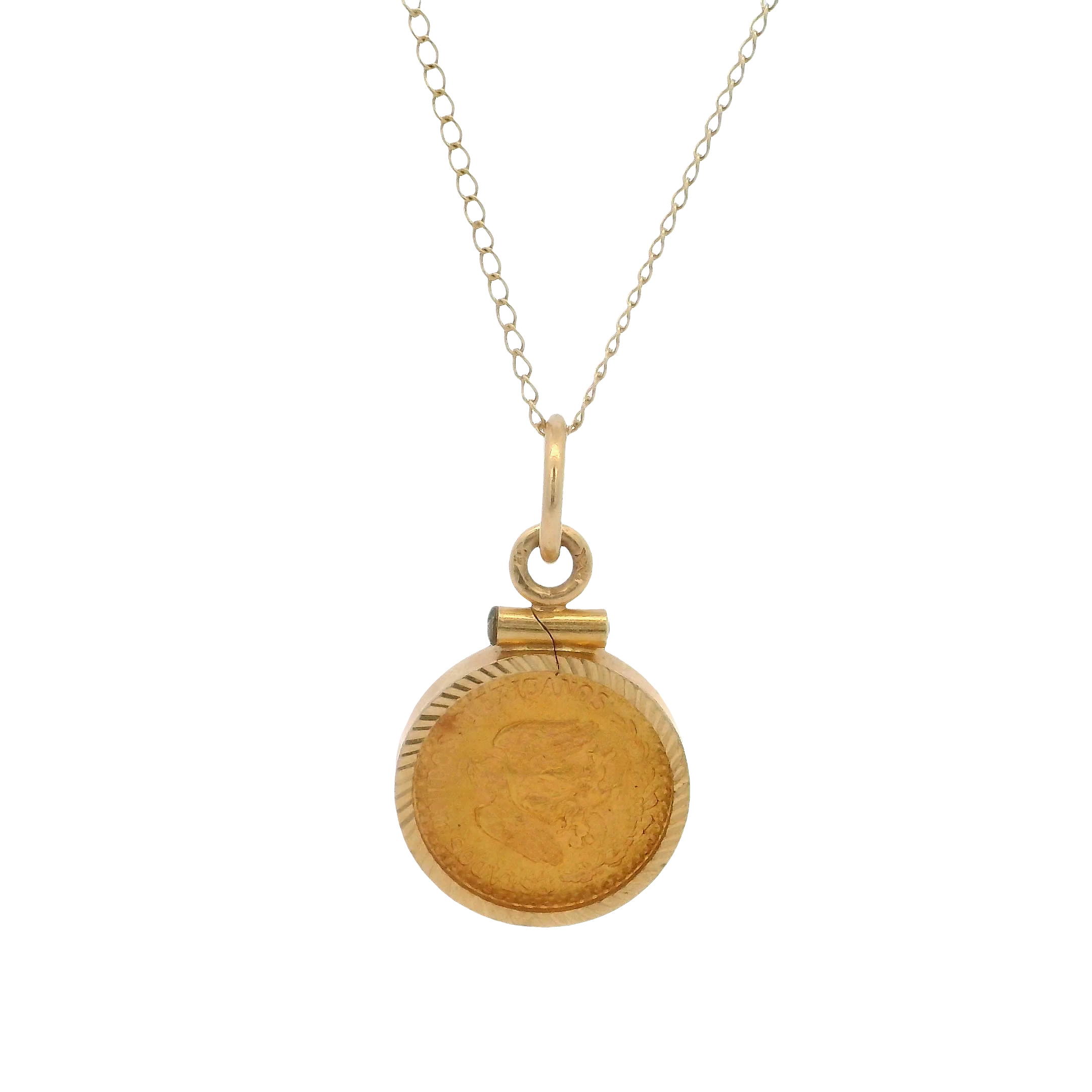 14k Yellow Gold Dos Pesos Coin Pendant