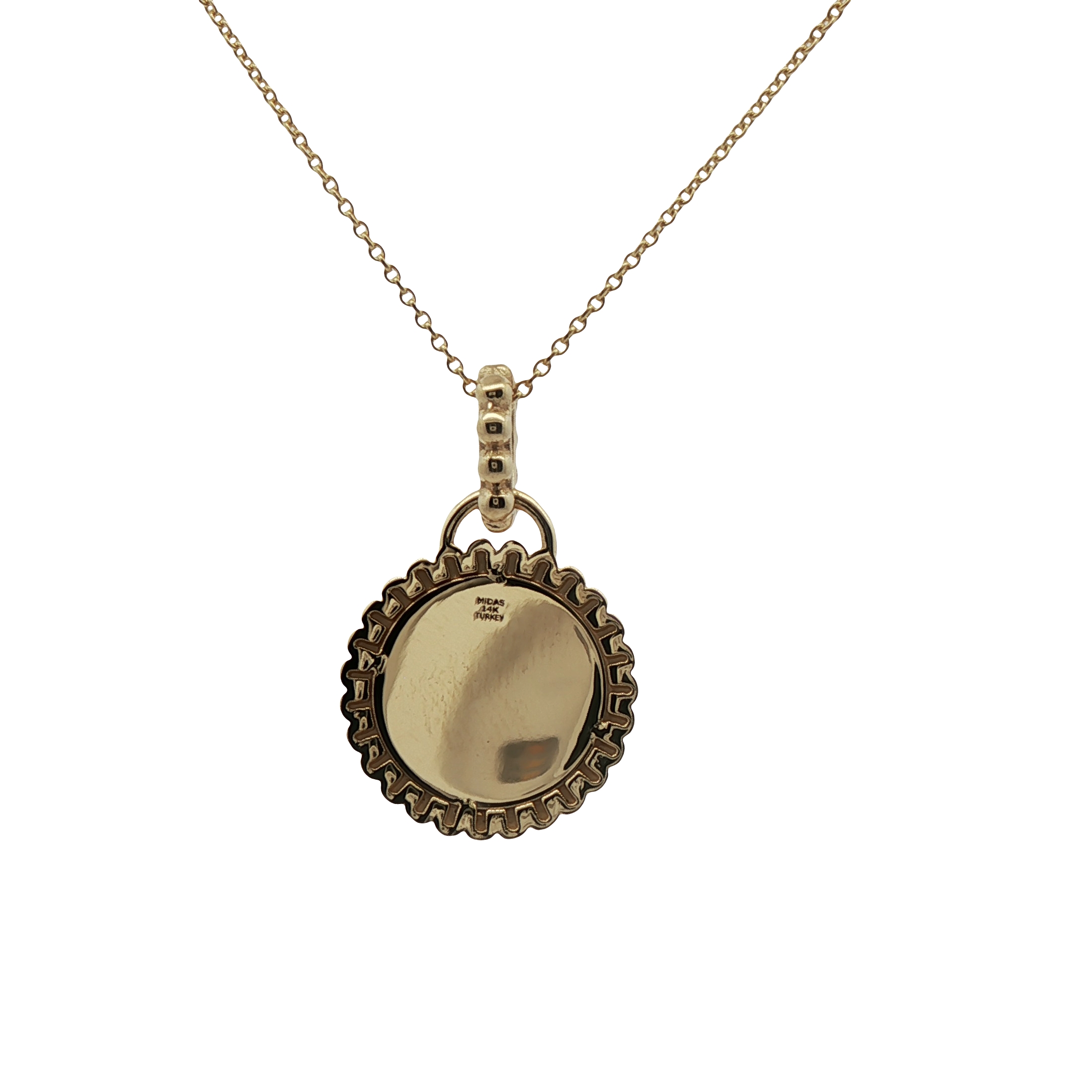 14k Yellow Gold Beaded Engravable Disc Pendant