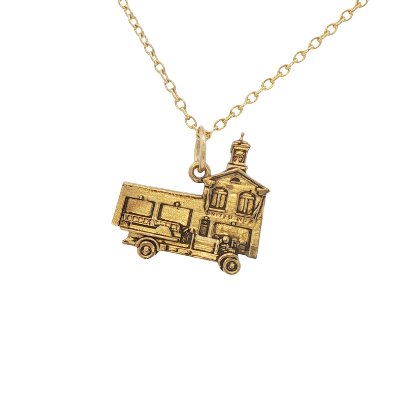 14k Yellow Gold Frederick Charm 2025 Firehouse No 3, Firetruck