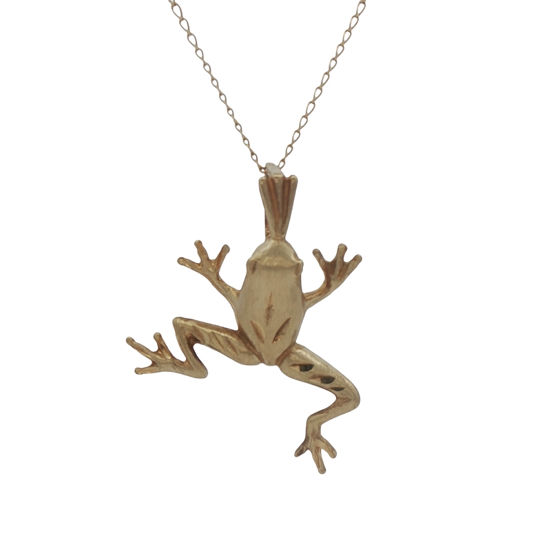 14k Yellow Gold Frog Pendant
