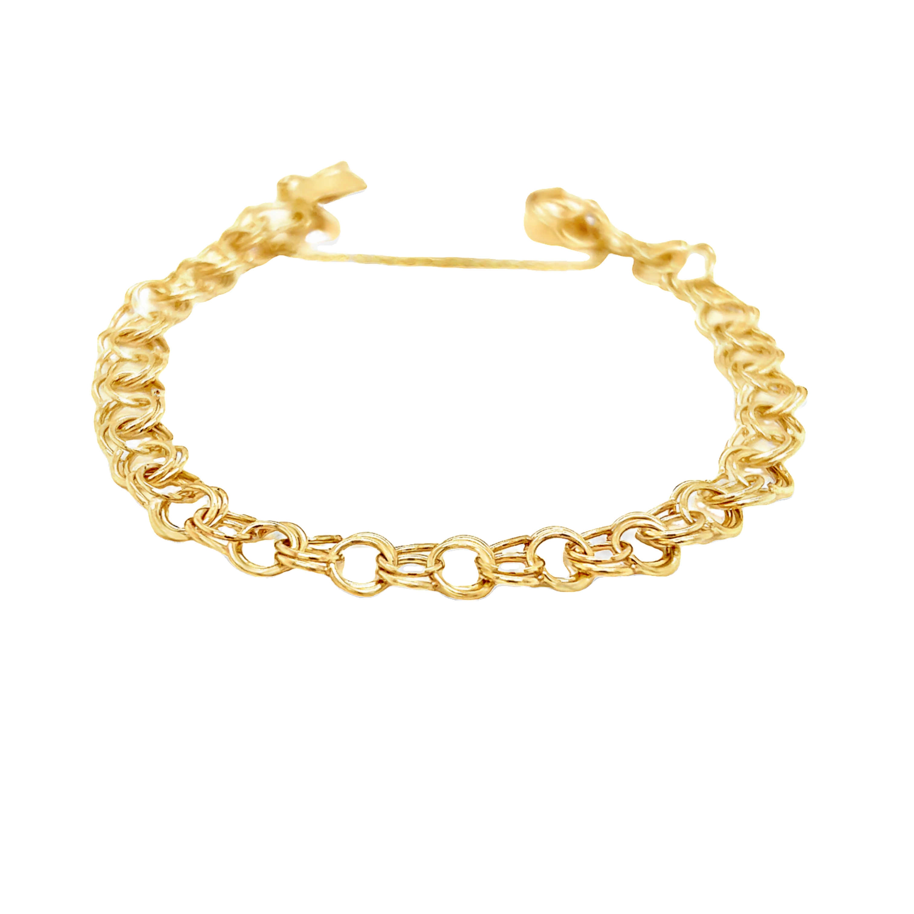 10 Karat Yellow Gold Cable Link Charm Bracelet 7"