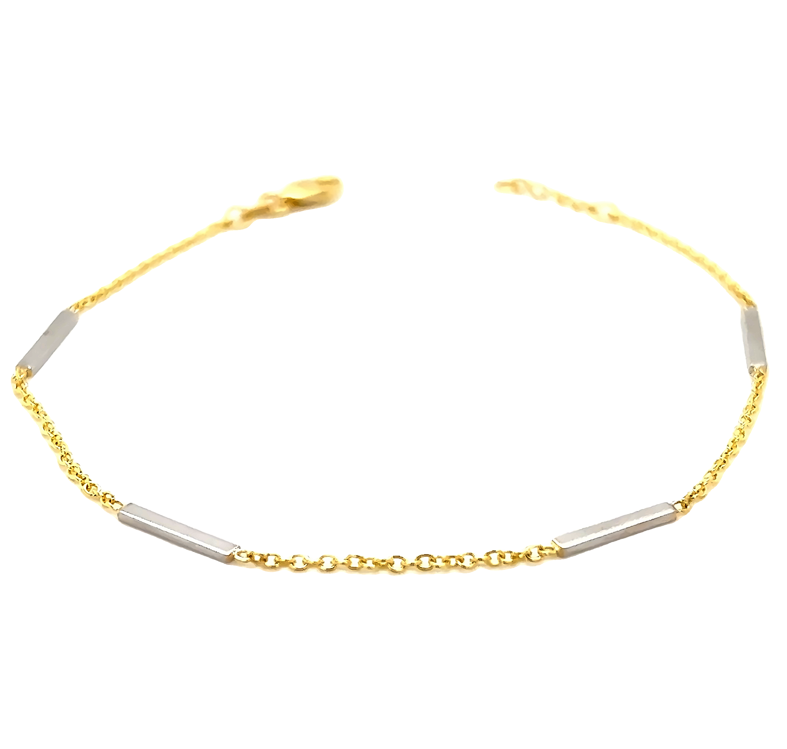 14 karat yellow gold bracelet with 14 karat white gold bars.