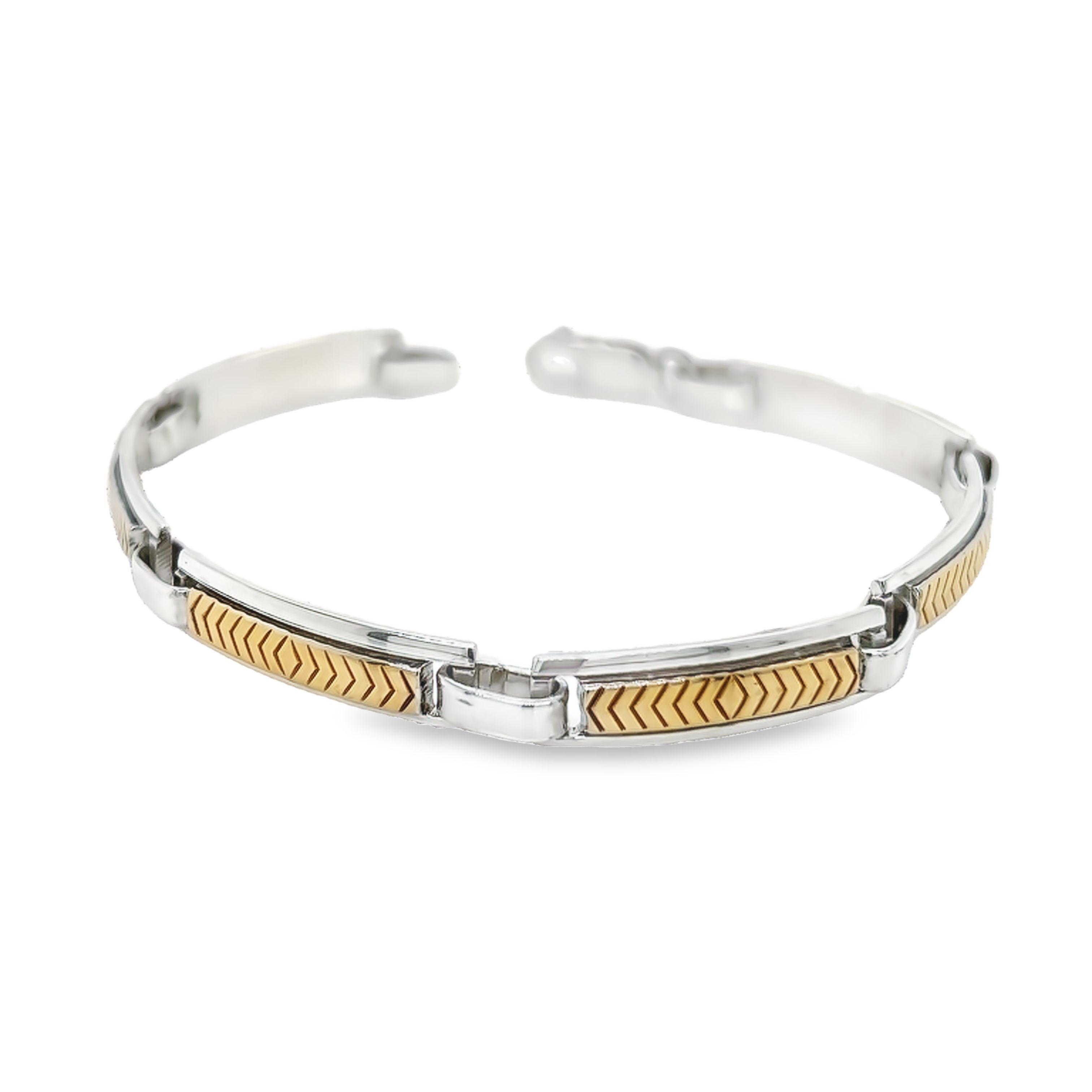 Sterling Bracelet with six 14 karat yellow capped links.
