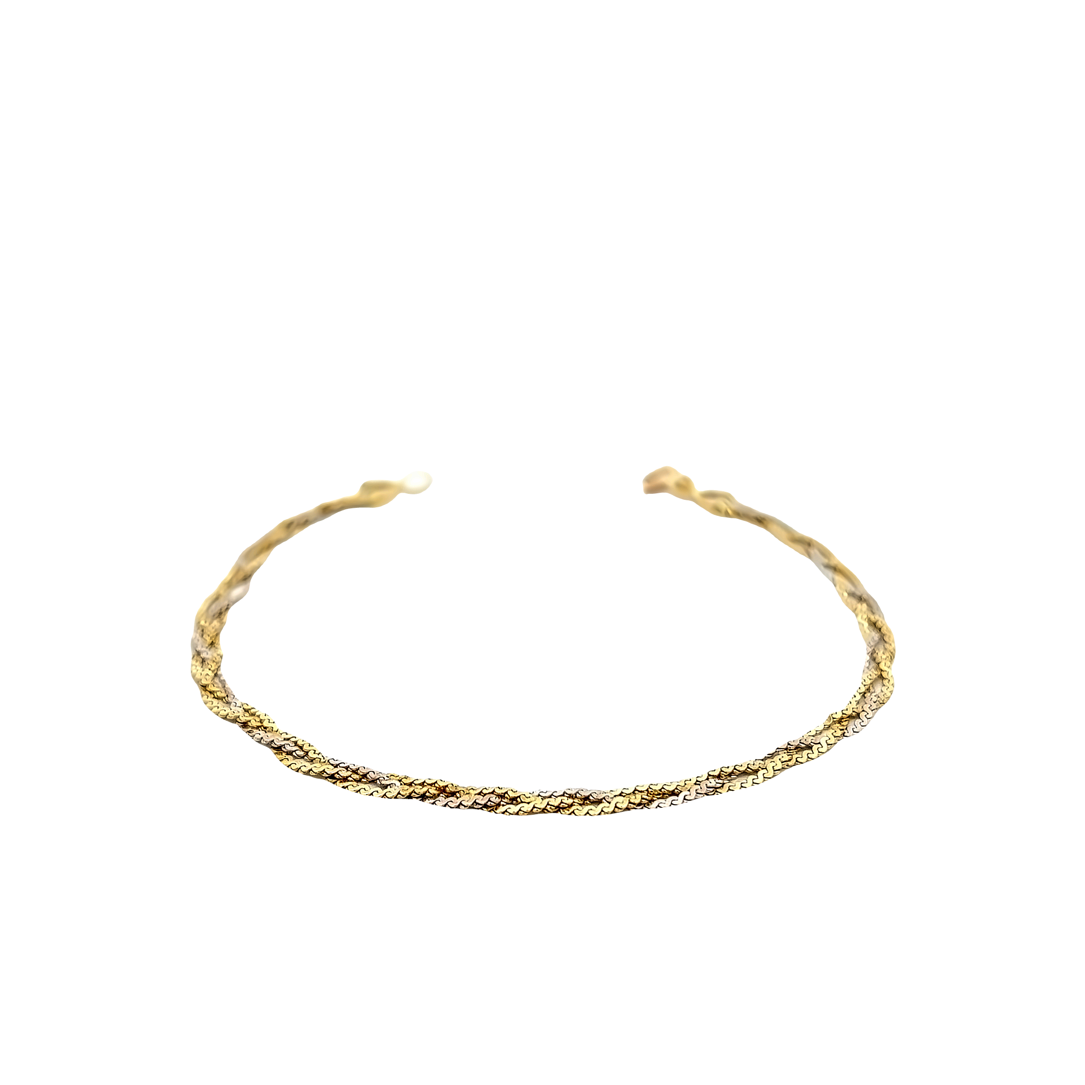 14 Karat yellow and white gold braided bracelet Length 7.5