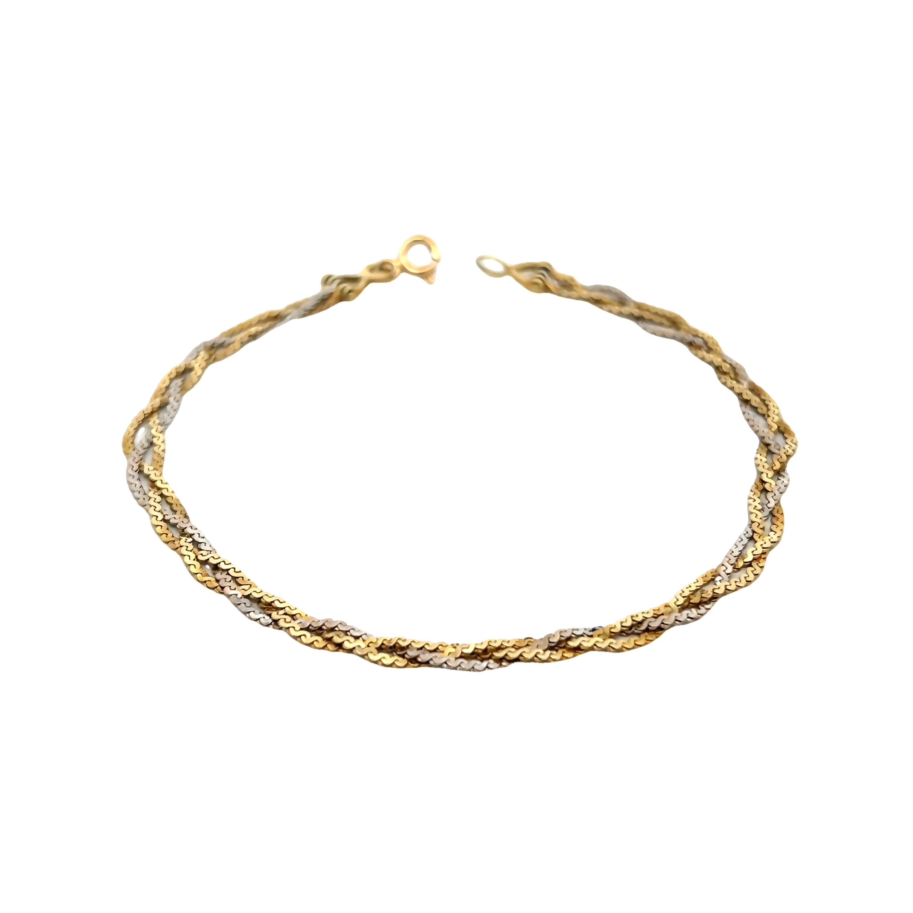 14k Yellow And White Gold Braided Bracelet