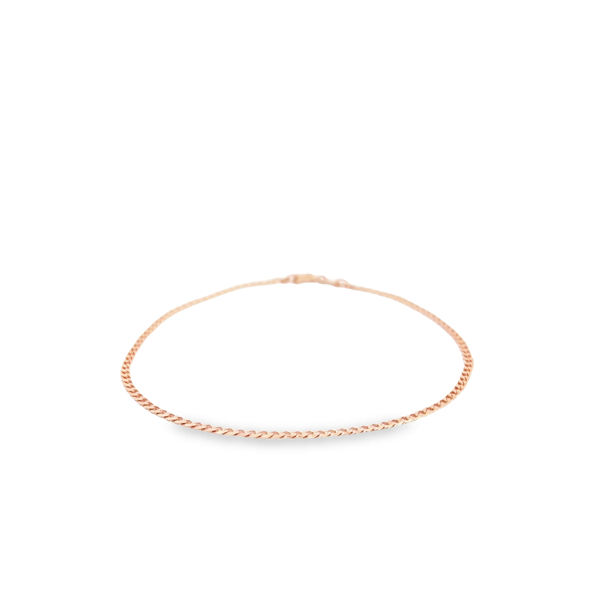 14 karat rose gold open curb bracelet. Length 7