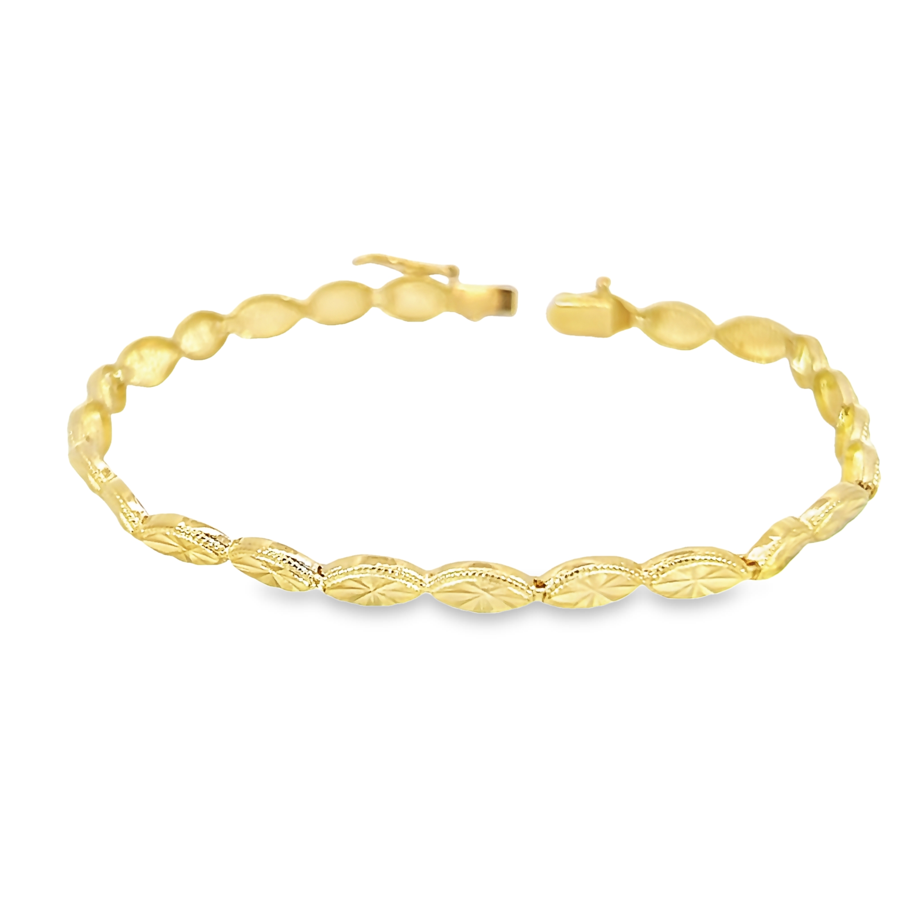 14k Yellow Gold Diamond Cut Bracelet