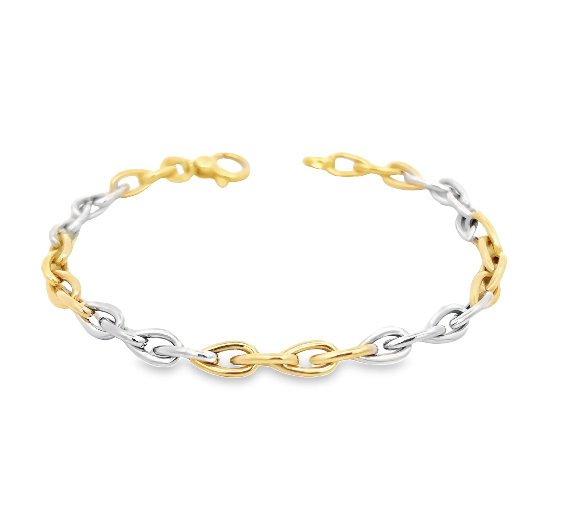 14k Two-toned Gold Open Link Bracelet