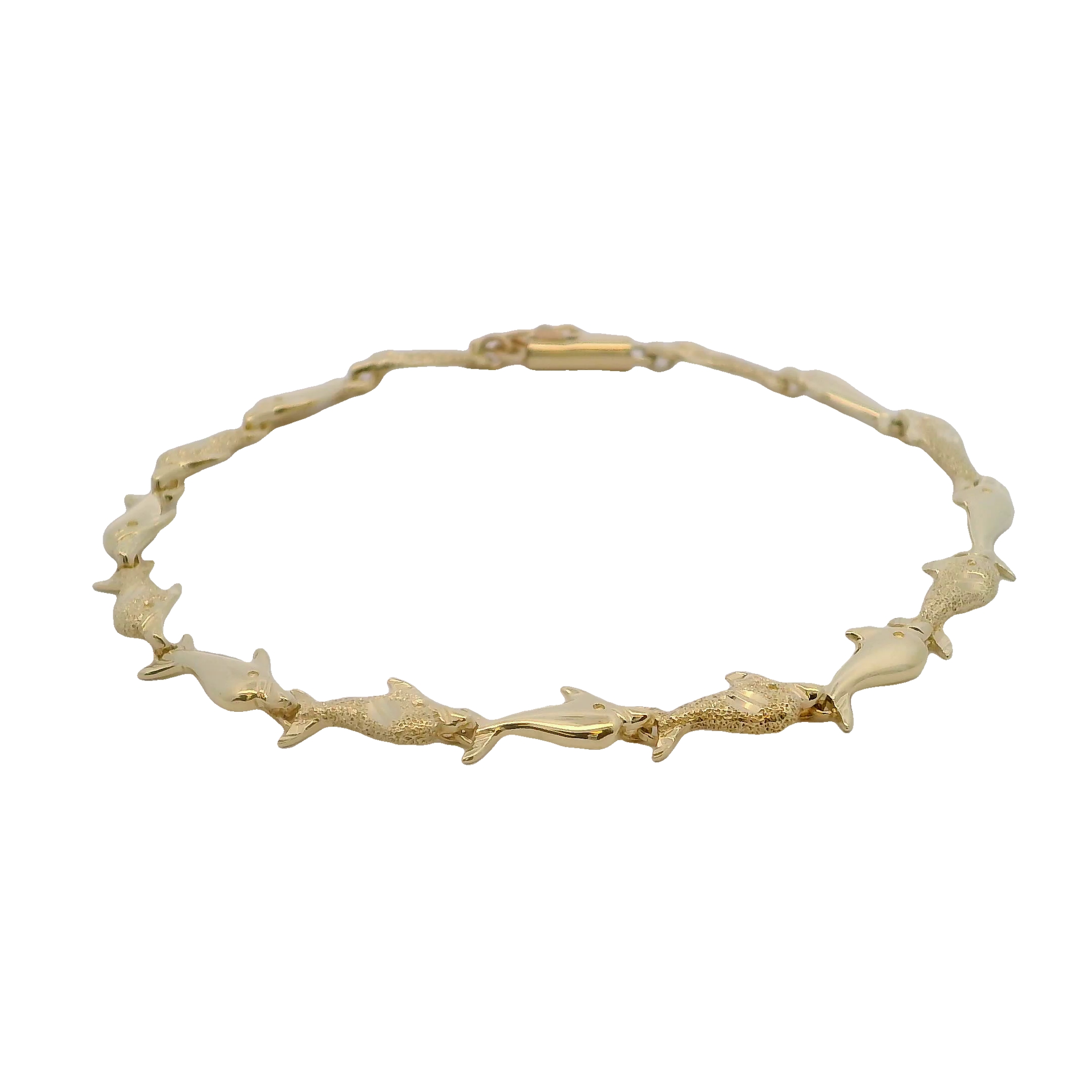 14k Yellow Gold Dolphin Link Bracelet
