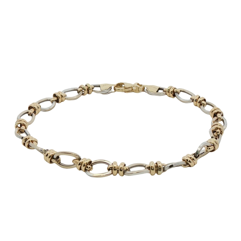 14k Two-toned Fancy Link Bracelet