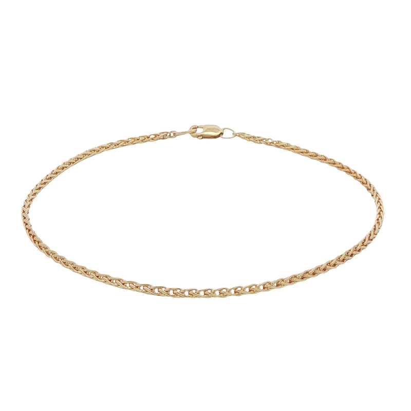14k Yellow Gold Wheat Chain Bracelet