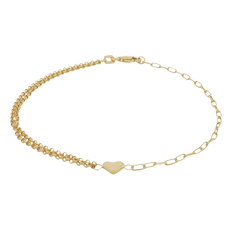 14k Yellow Gold Heart Bracelet