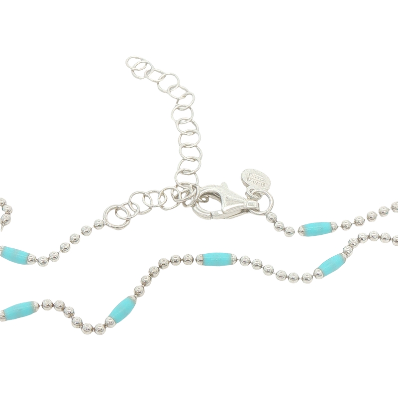 Sterling Silver And Enamel Beaded Necklace
