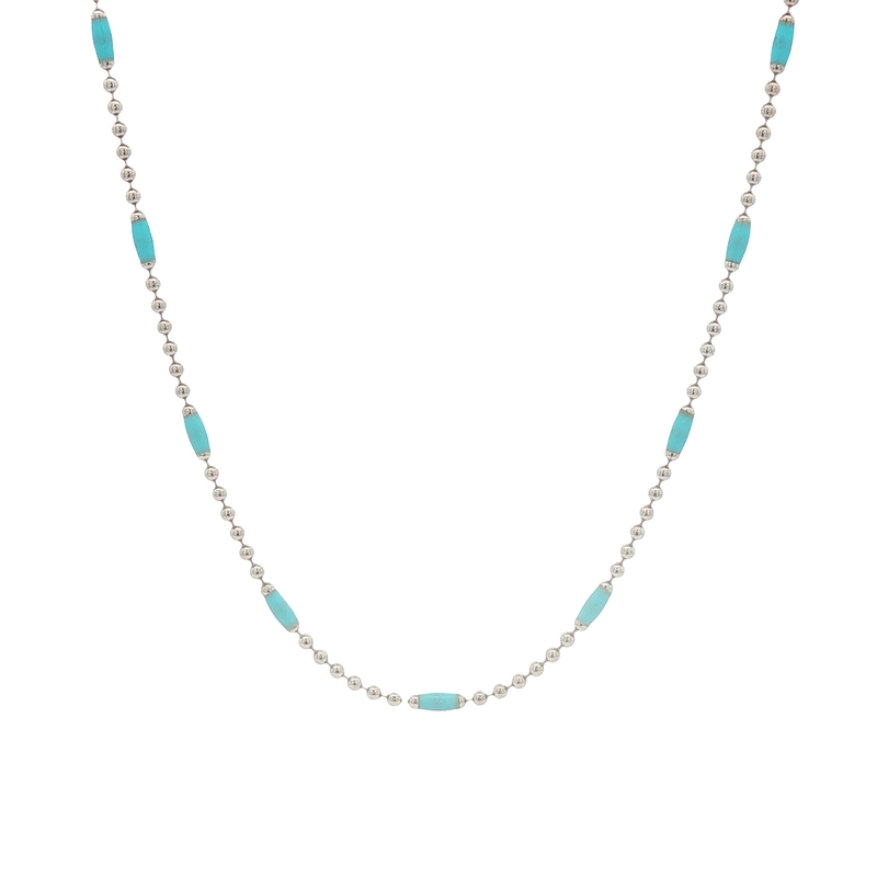 Sterling Silver And Enamel Beaded Necklace