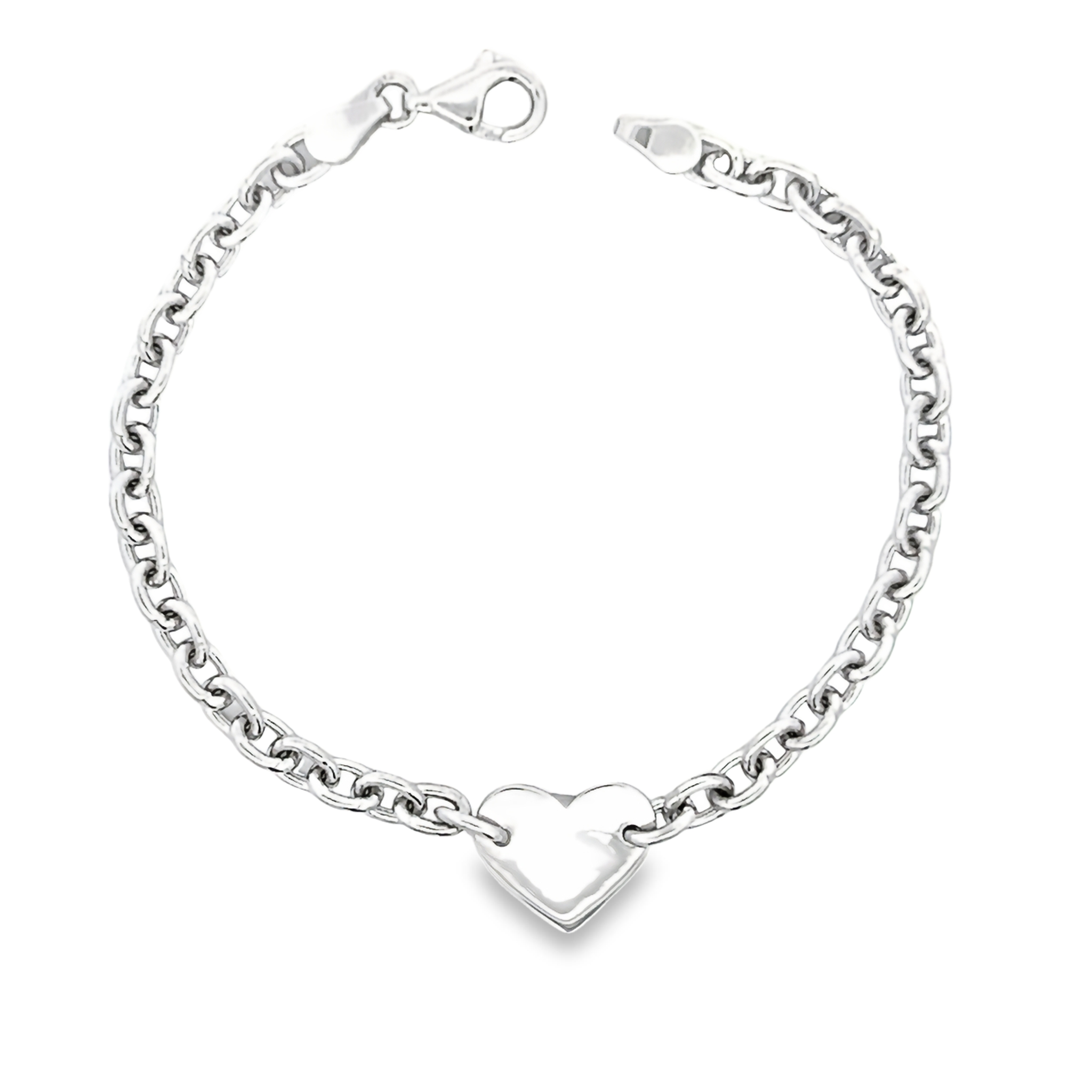 Silver Engravable Heart Id Tag Bracelet