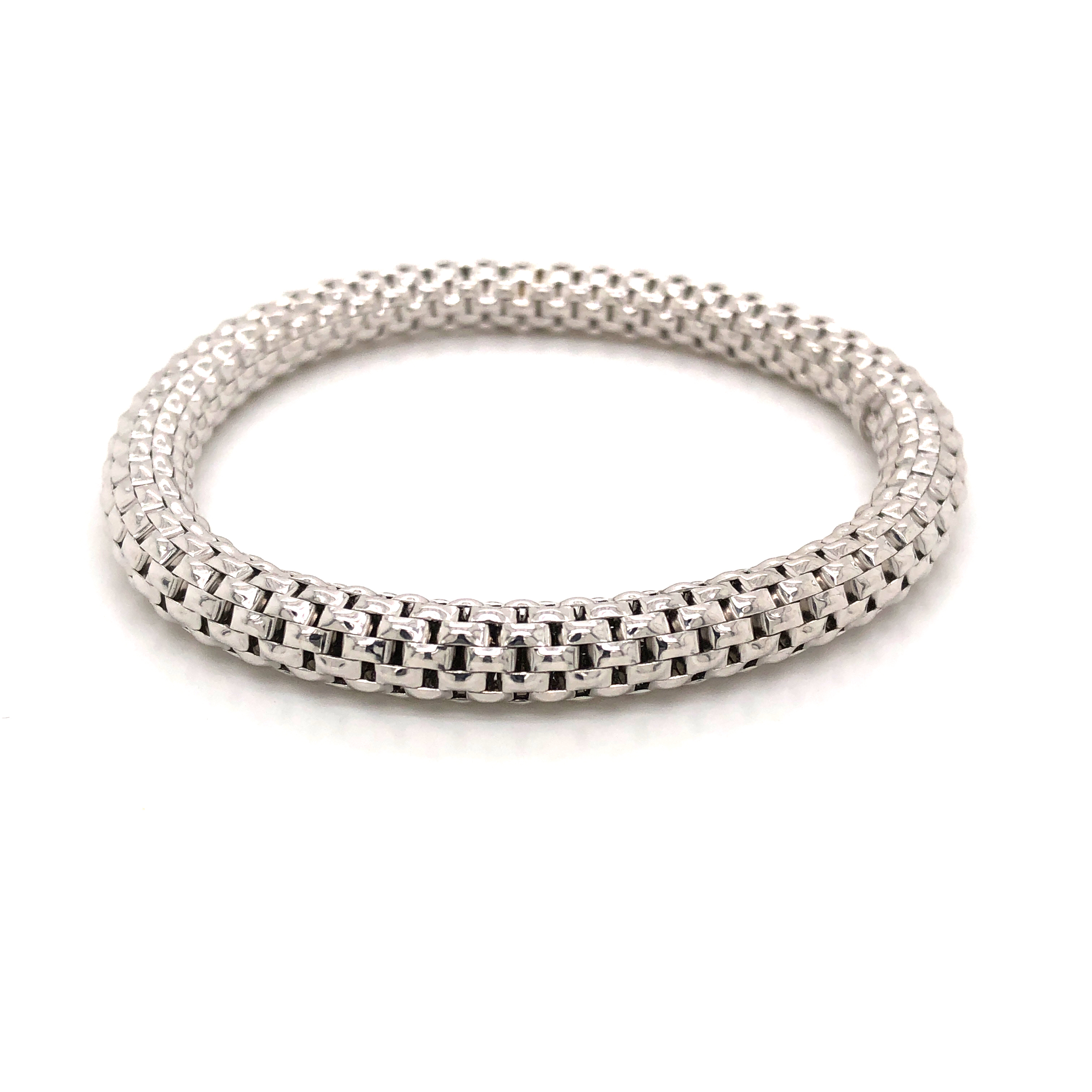 Sterling Silver Brick Link Stretch Bracelet