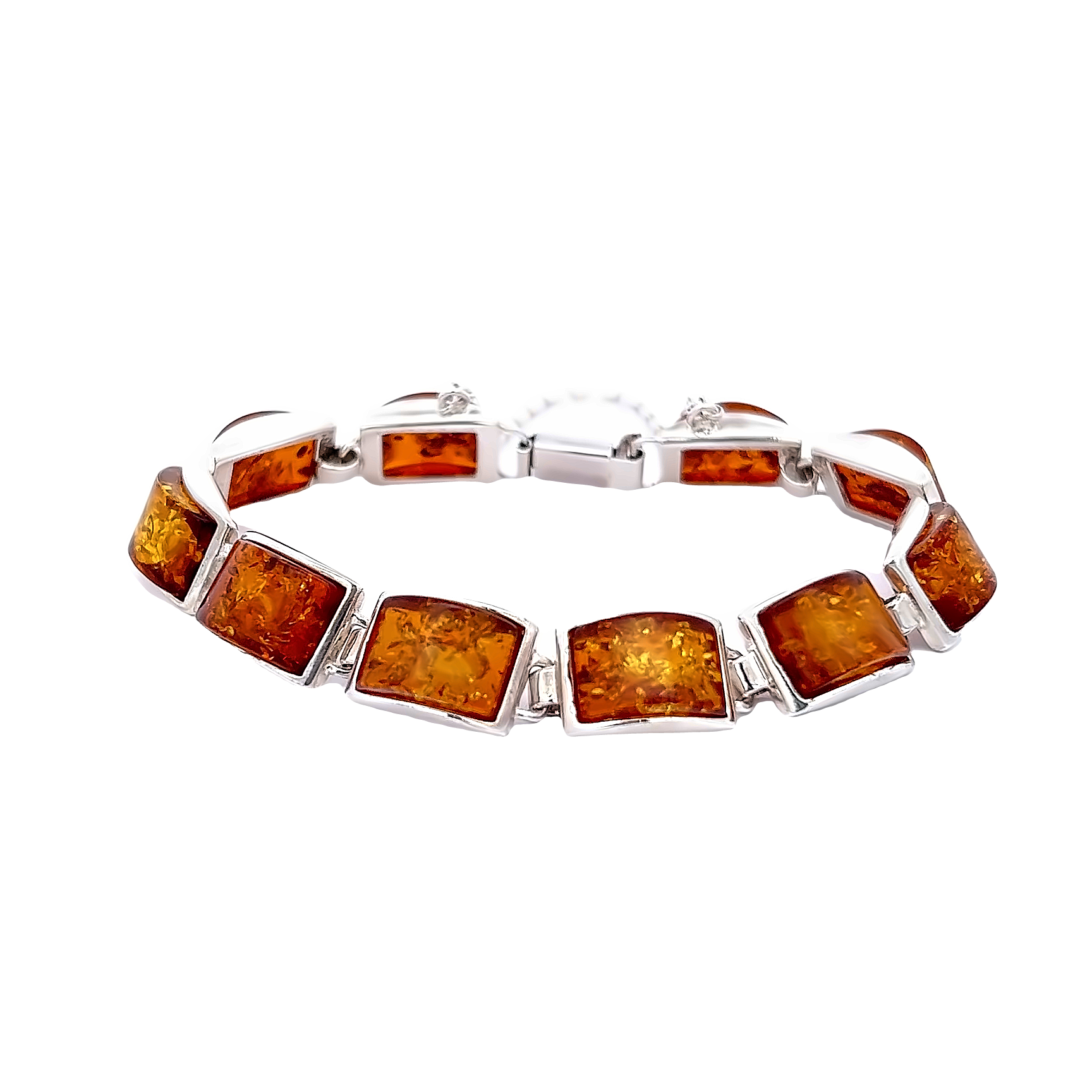 Sterling silver bracelet with bezel set Amber
