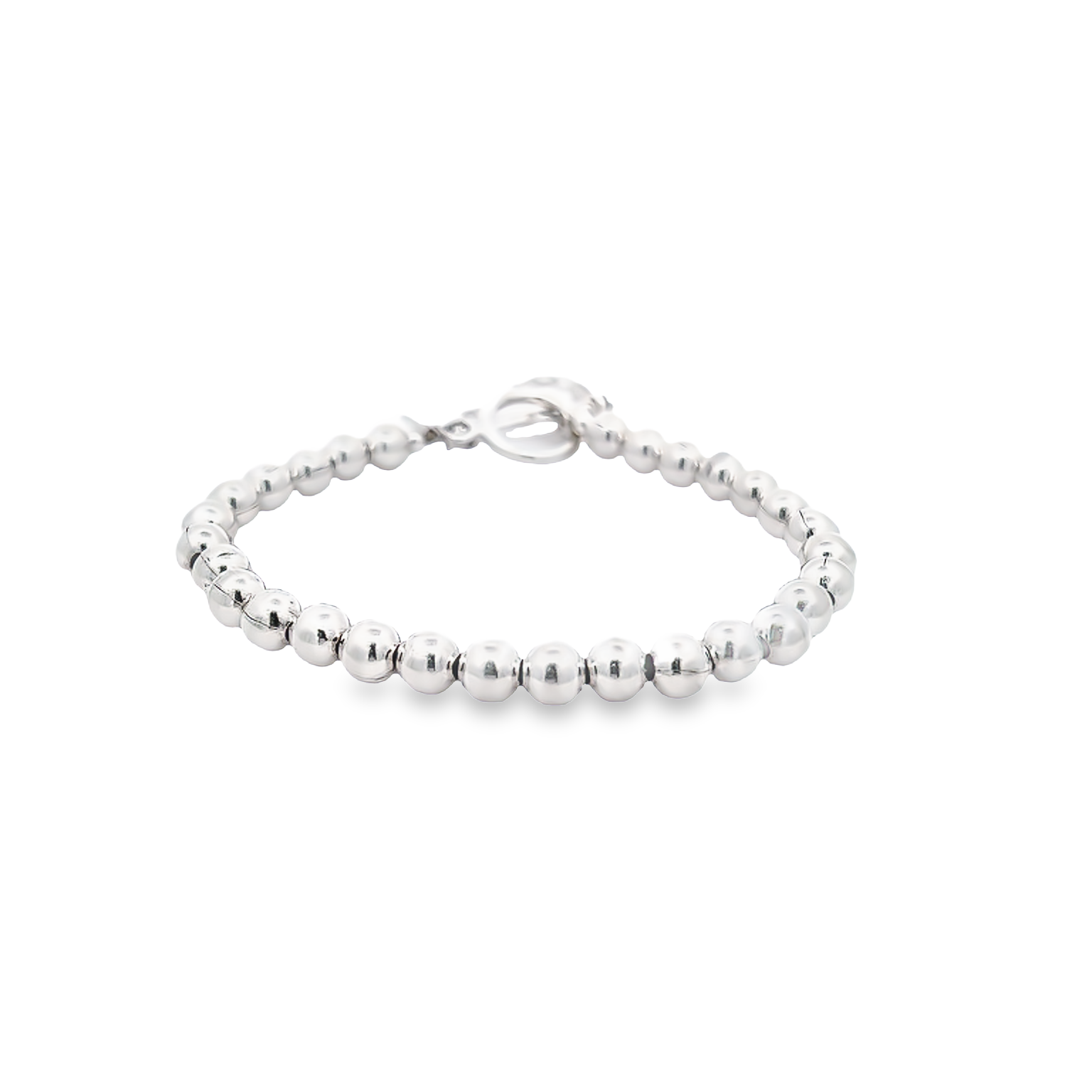 Sterling Bead Bracelet with saftey chain Length 7