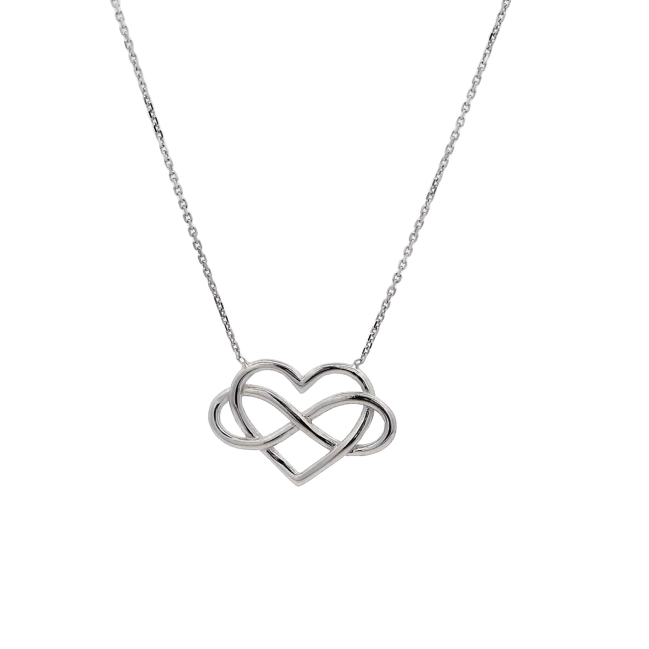 Sterling Silver Infinity And Heart Pendant Necklace