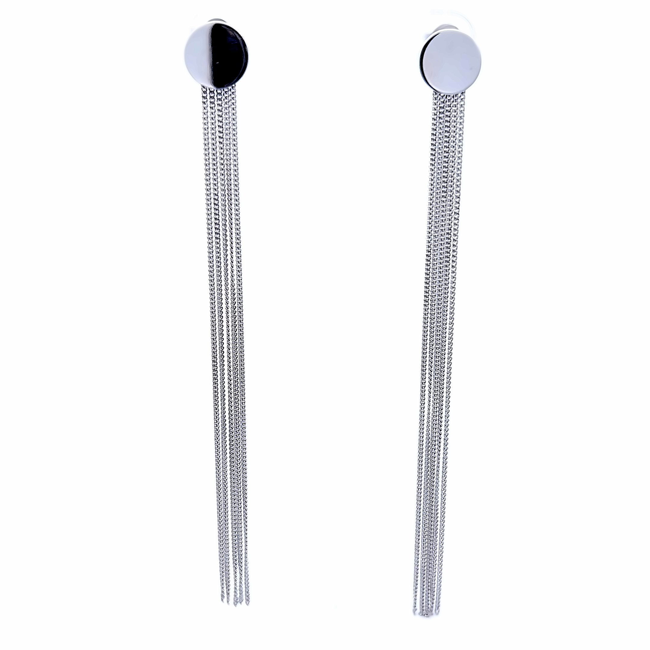 Sterling Silver Stud With Chain Link Earrings