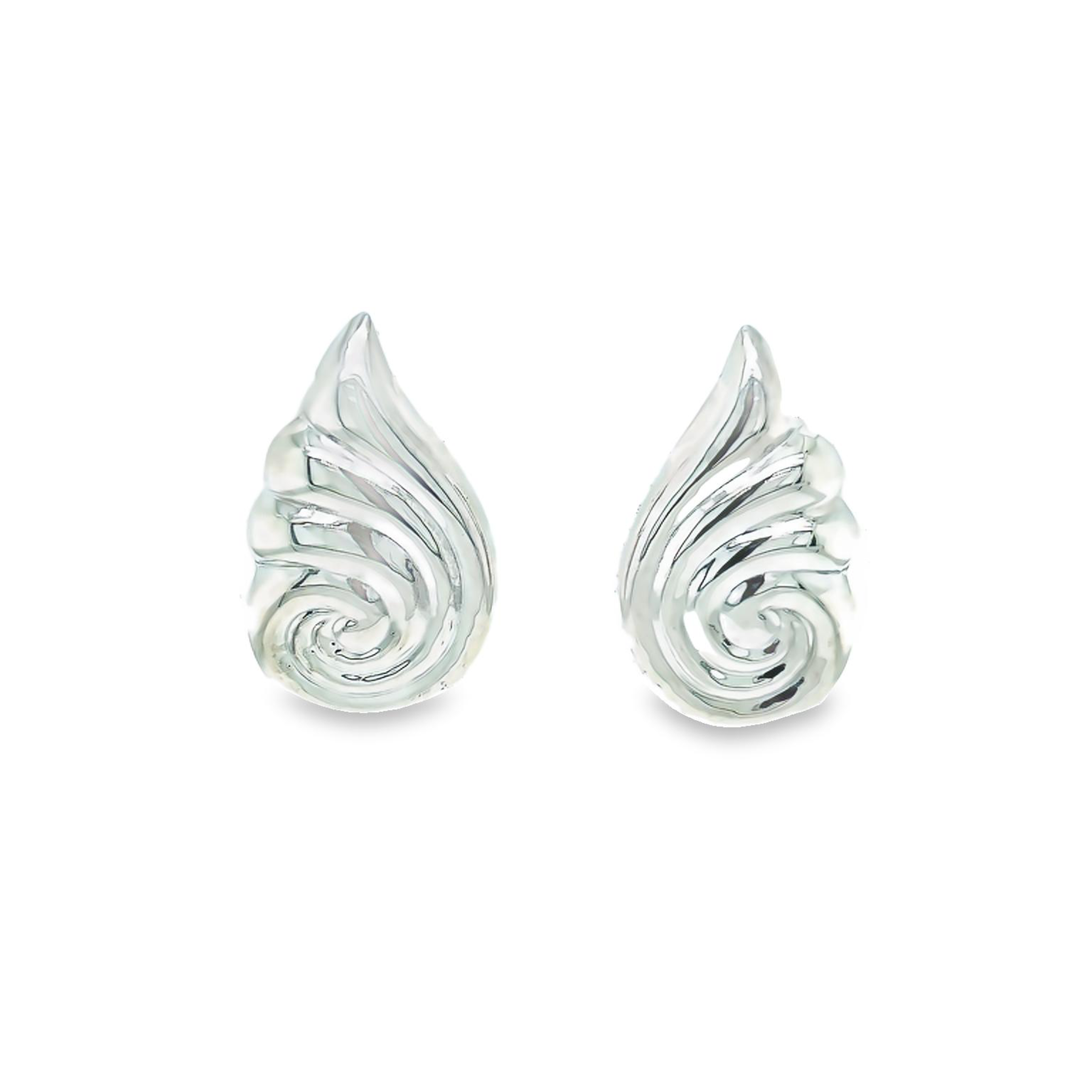 Silver Wave Stud Earrings