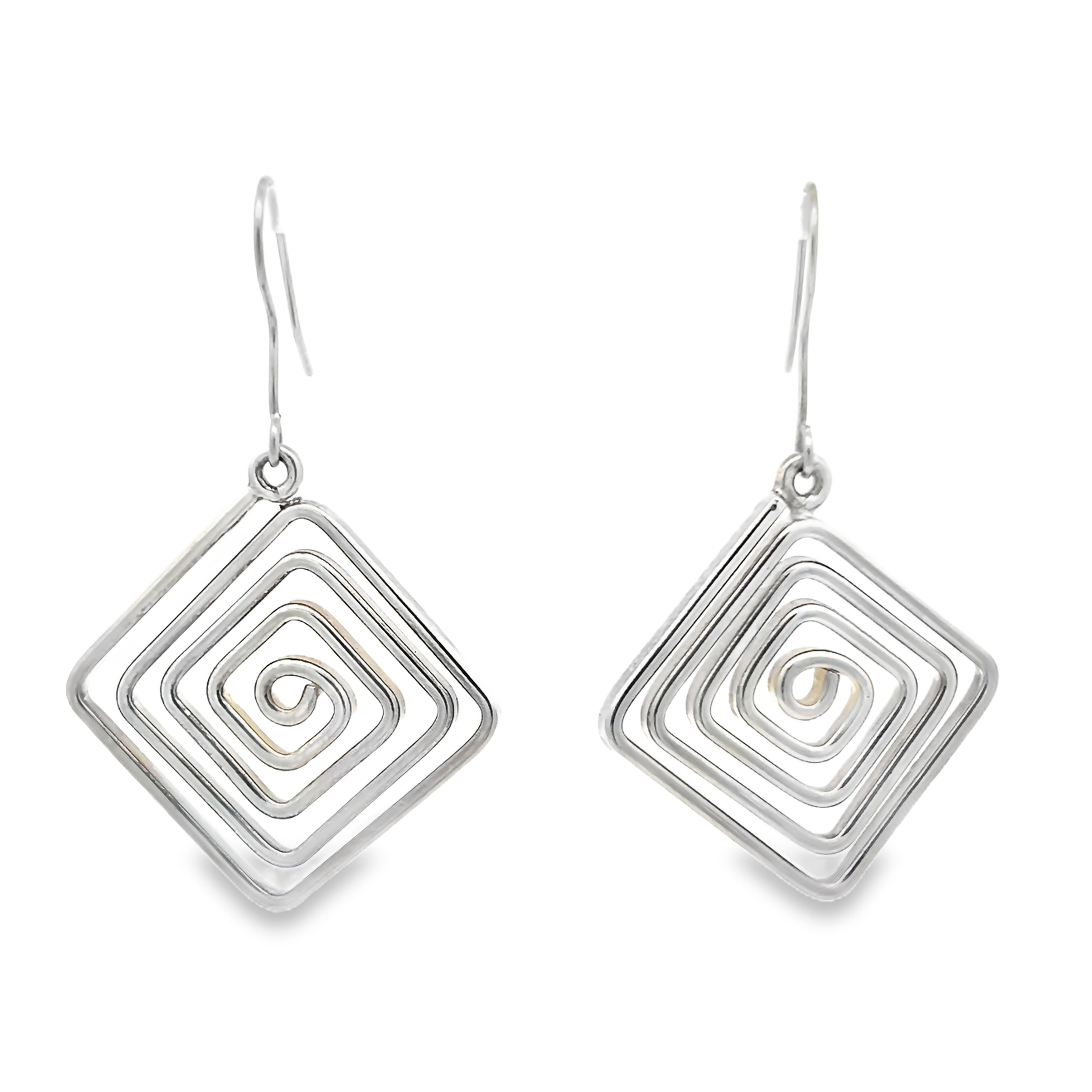 Sterling Silver Square Danlge Earrings