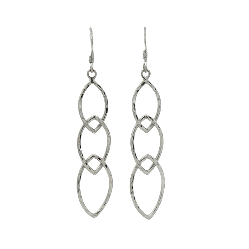 Sterling Silver Oval Drop Earrings