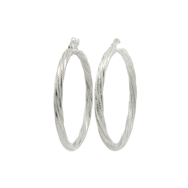 Sterling Silver Twist Hoop Earrings