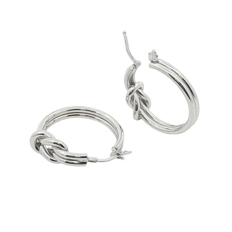 Sterling Silver Knot Hoop Earrings