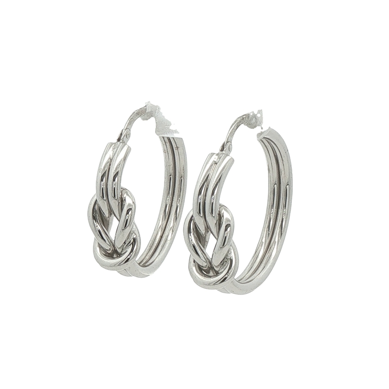Sterling Silver Knot Hoop Earrings