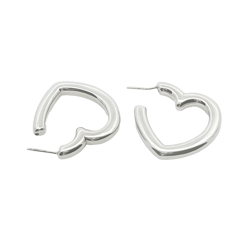 Sterling Silver Heart Hoop Earrings