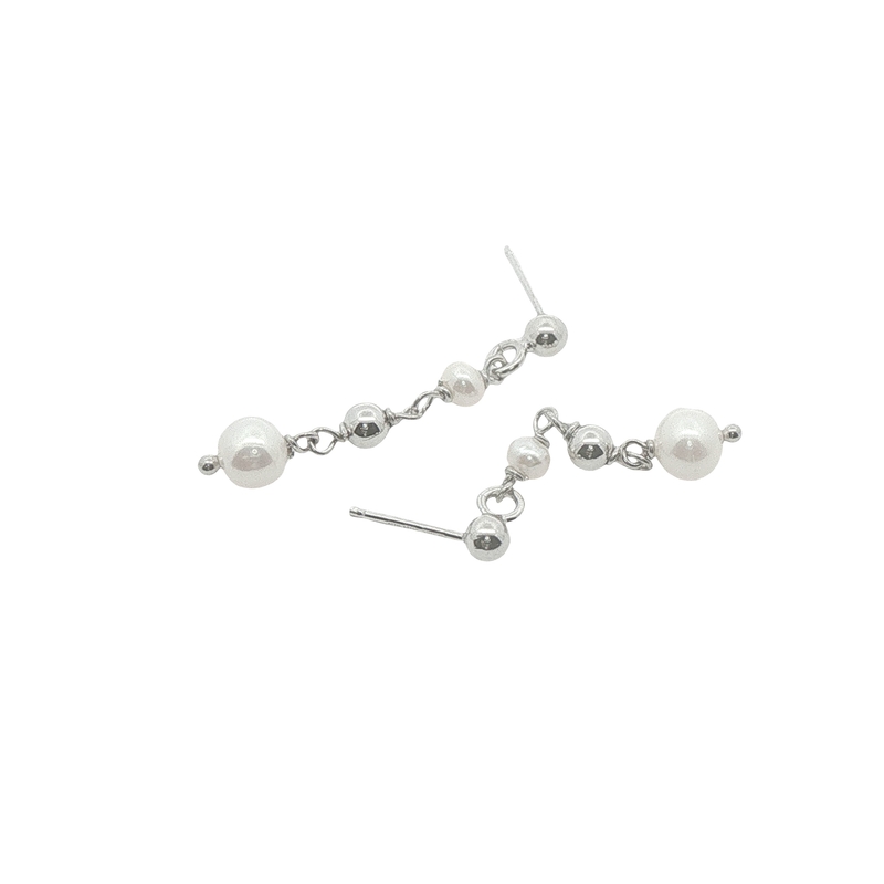 Sterling Silver Pearl Dangle Earrings