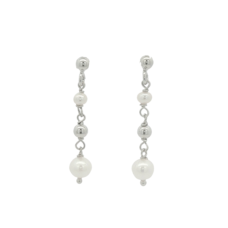 Sterling Silver Pearl Dangle Earrings