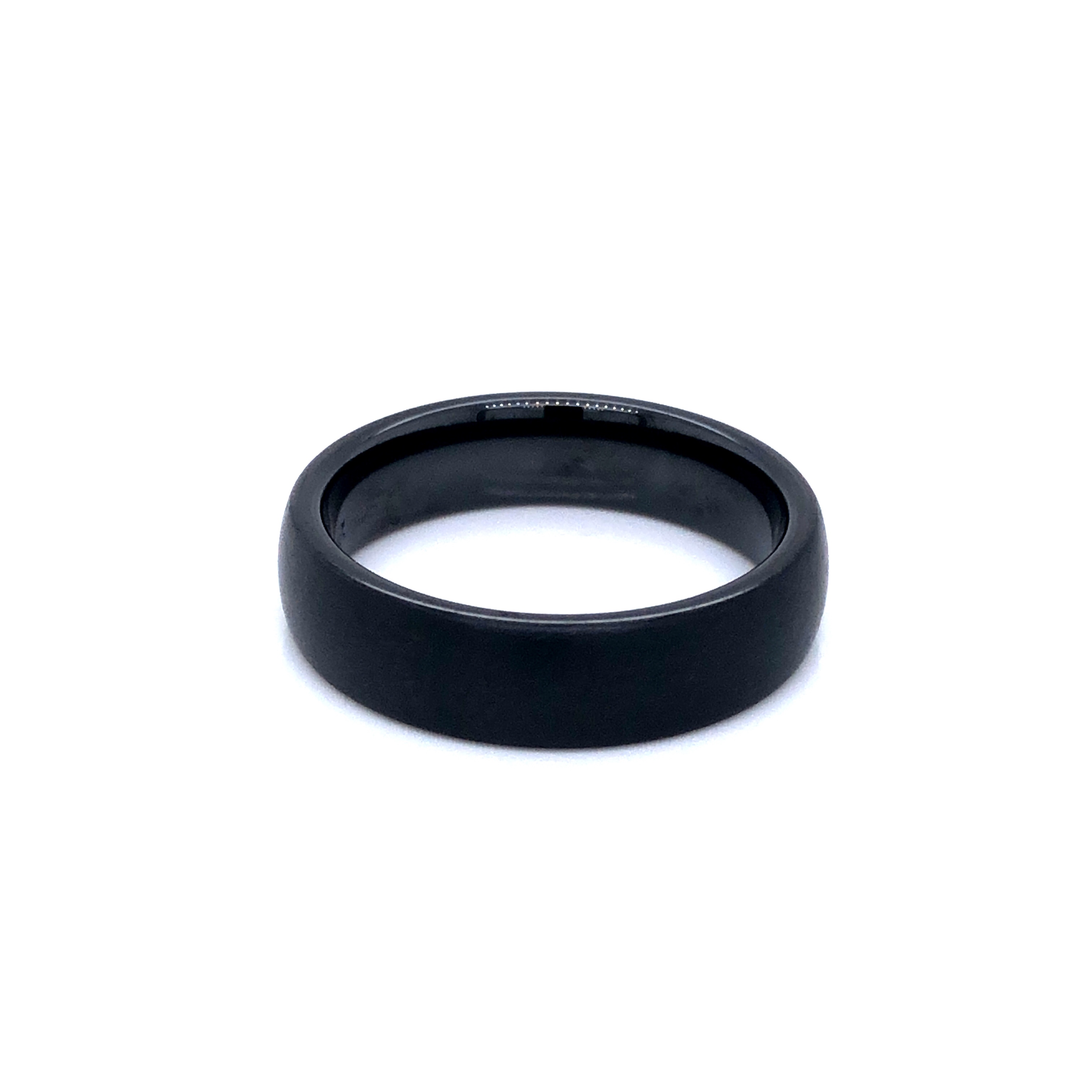 Gents Black Ceramic Wedding Band, Size 10.