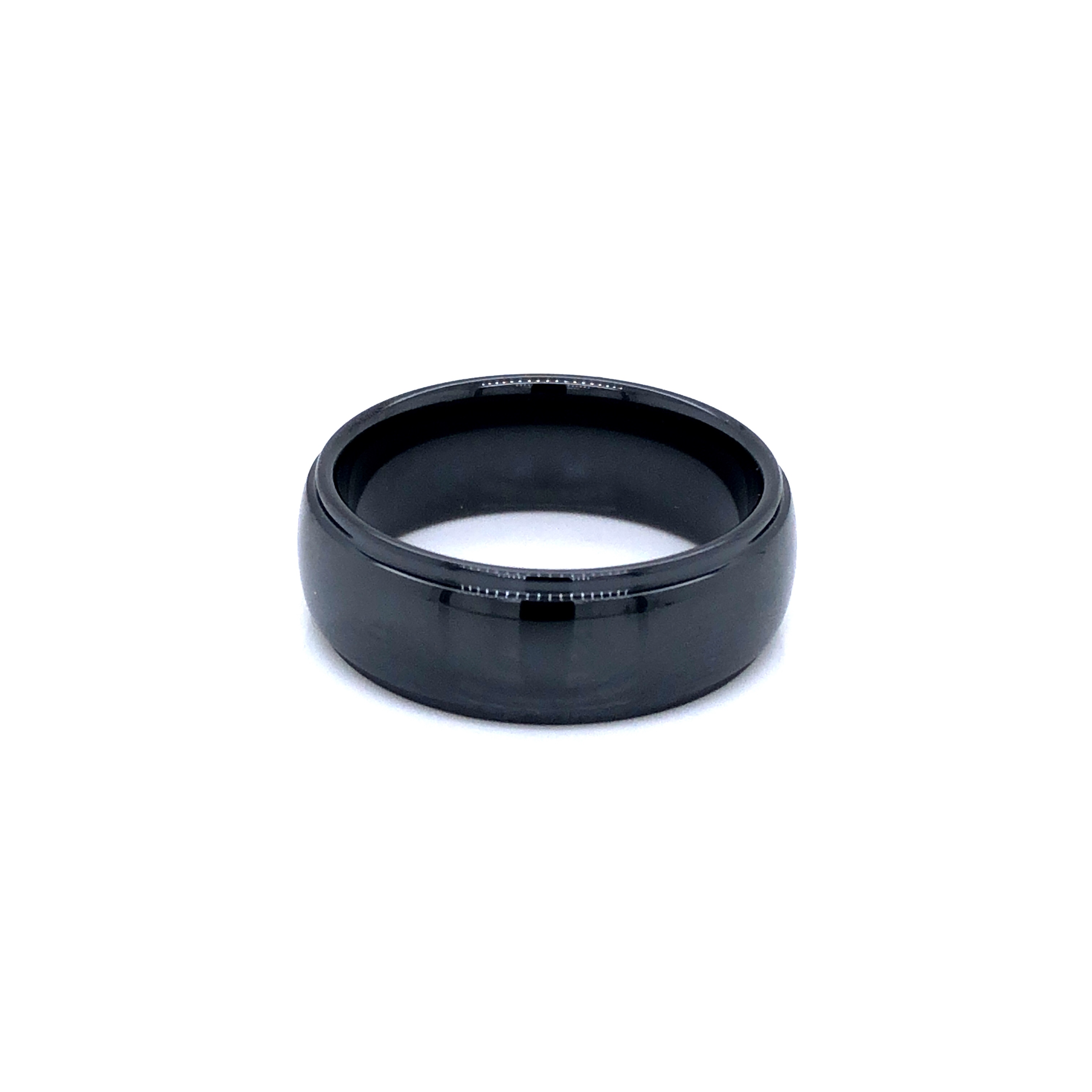 Gents Black Ceramic Wedding Band, Size 10.