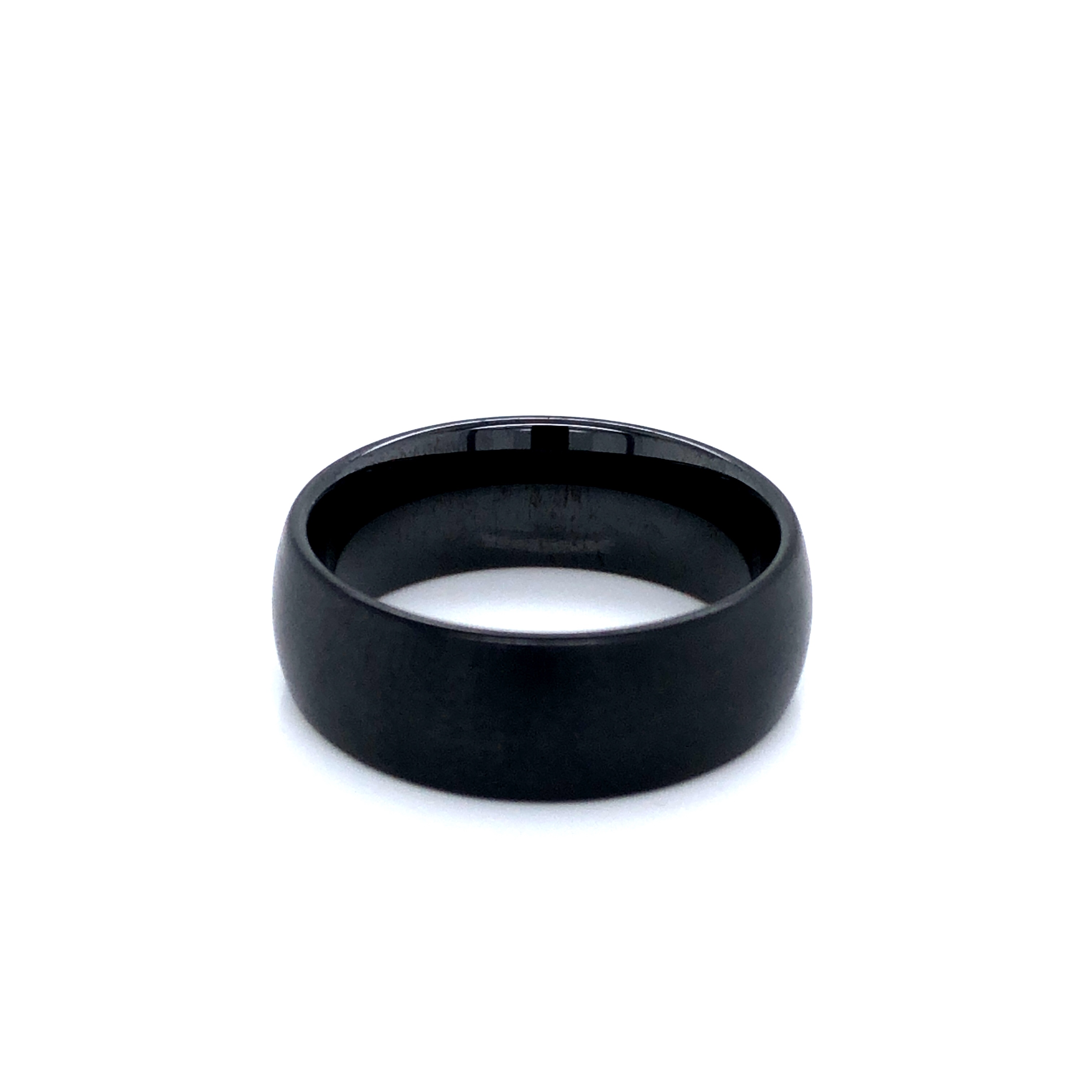 Black Diamond Ceramic Dome Saandblast Wedding Band. Size 10