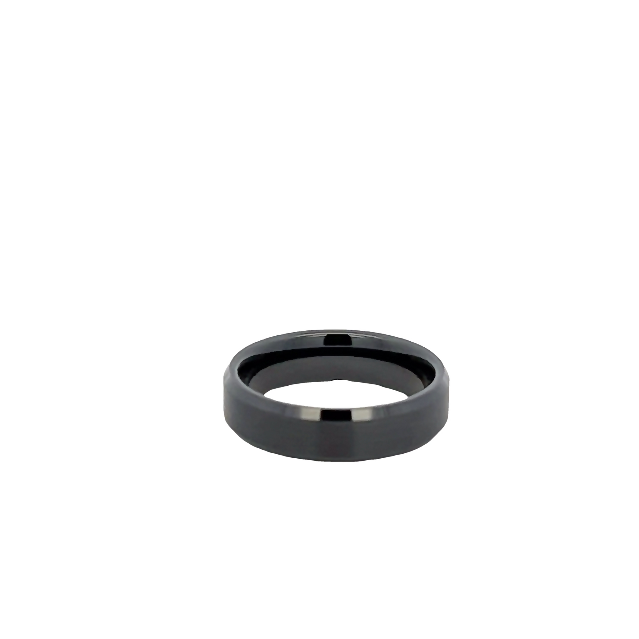 6mm Black Ceramic Wedding Band With A Beveled Edge And Satin Center.. Size 10