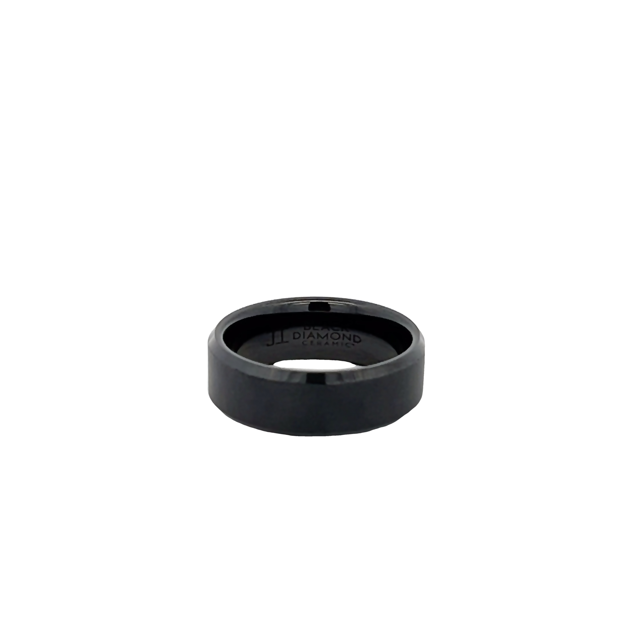8mm Black Ceramic Wedding Band With Stone Finish. Size 10