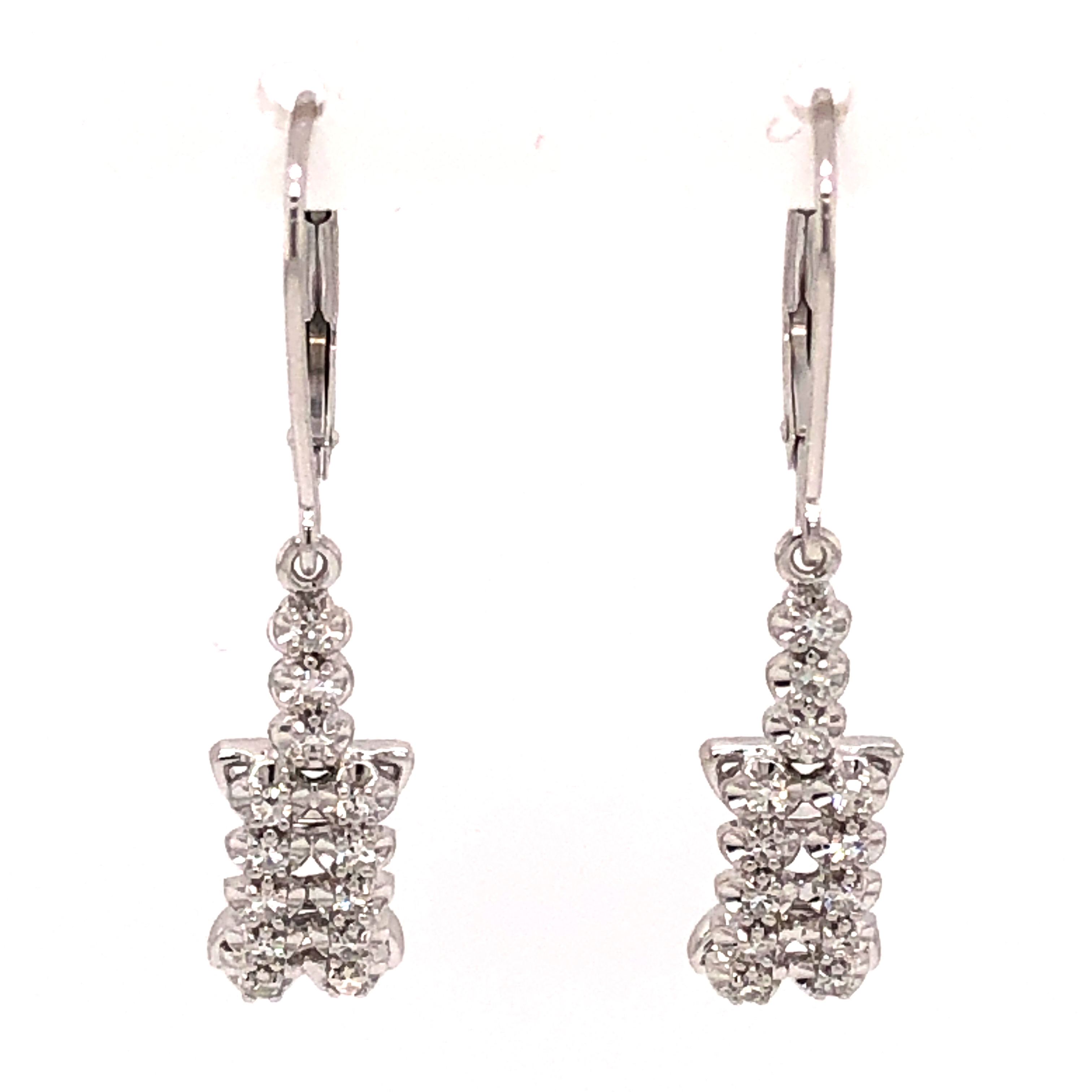 14k White Gold Diamond Dangle Earrings