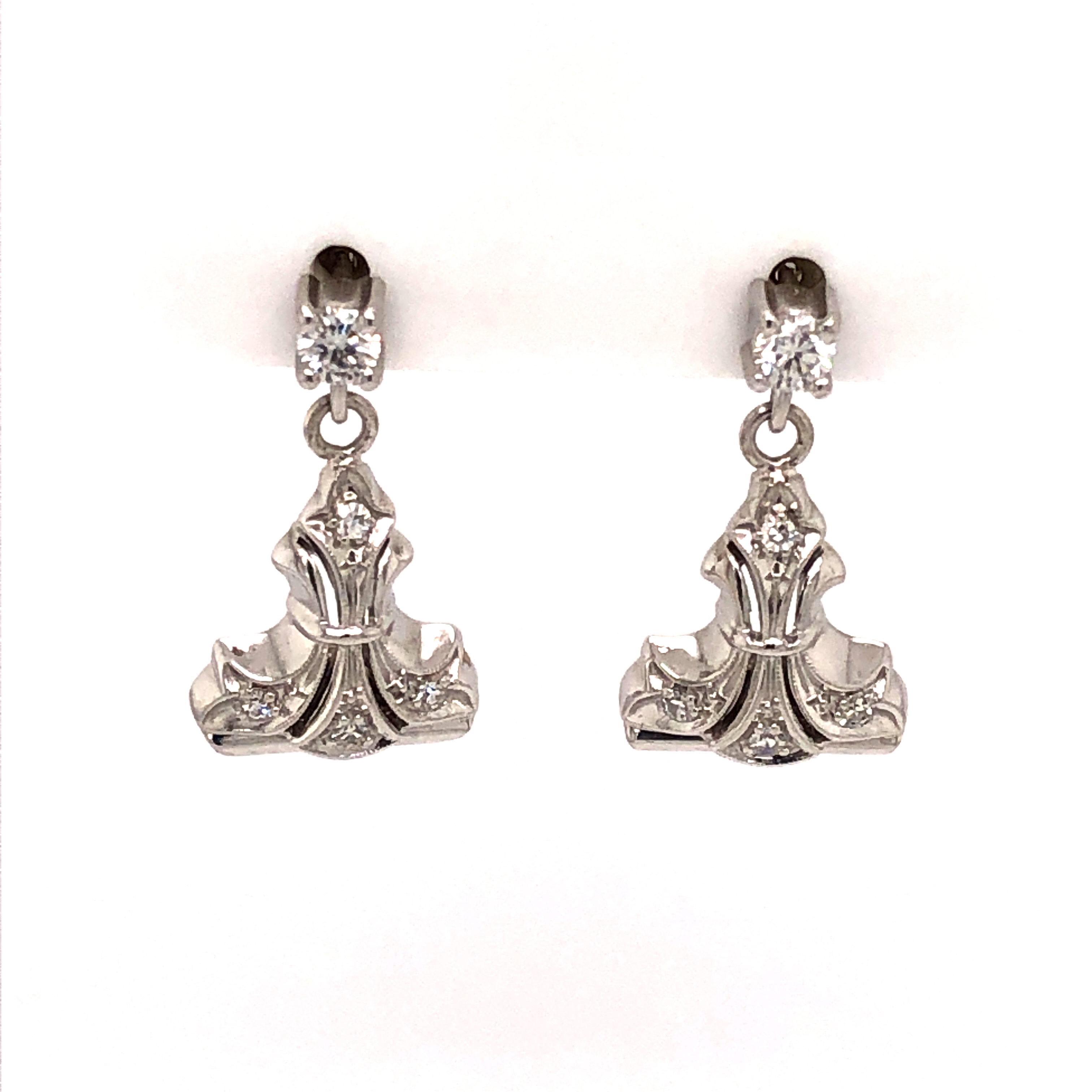 14k White Gold Dangle Earrings