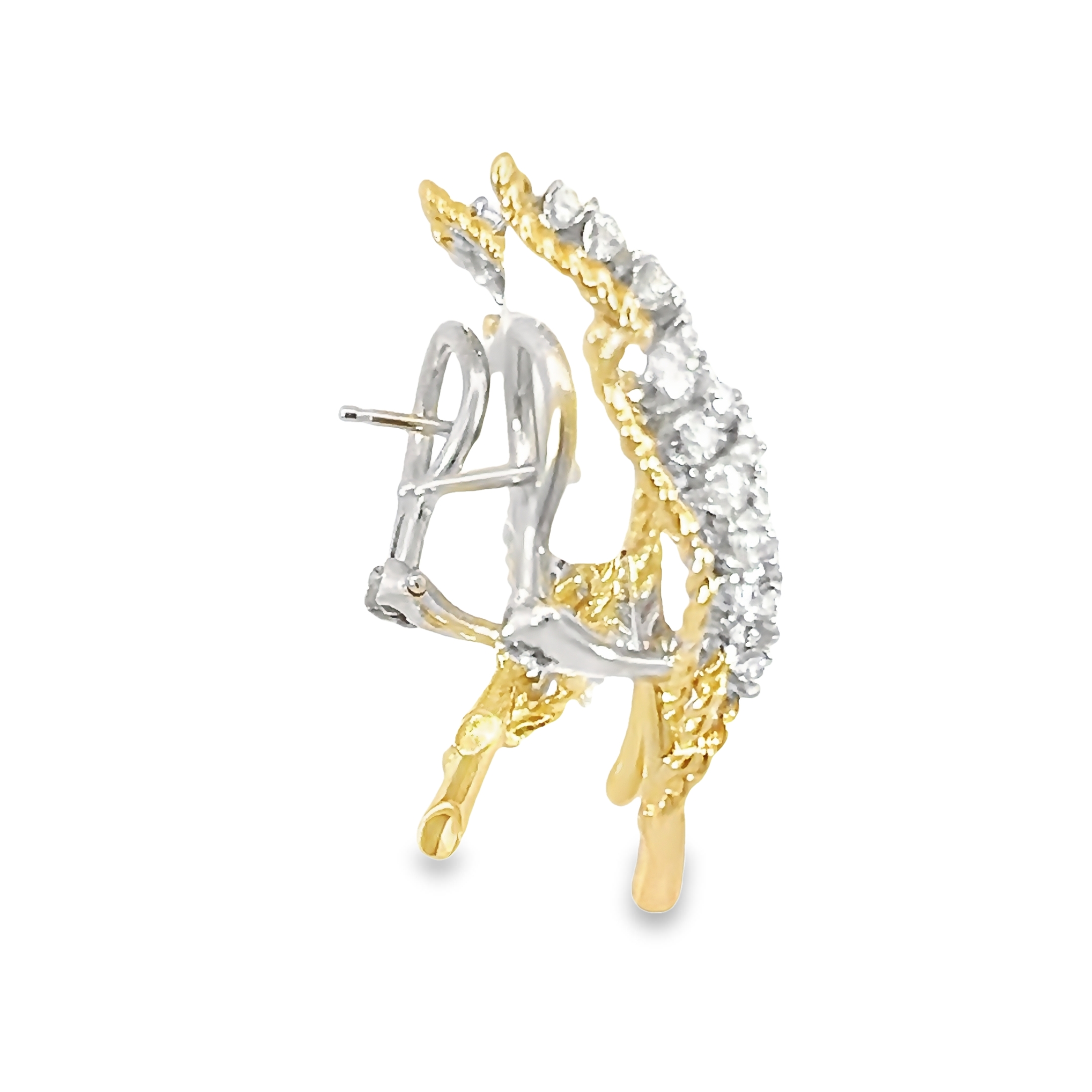 14k Two Toned Diamond Earrings