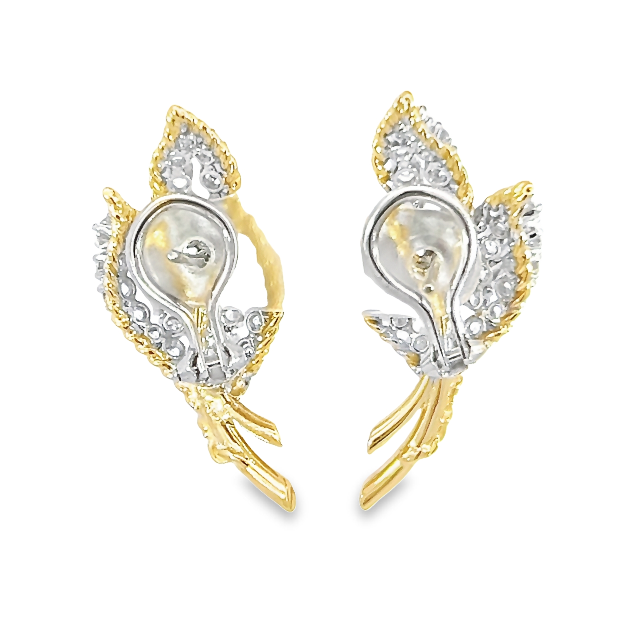 14k Two Toned Diamond Earrings