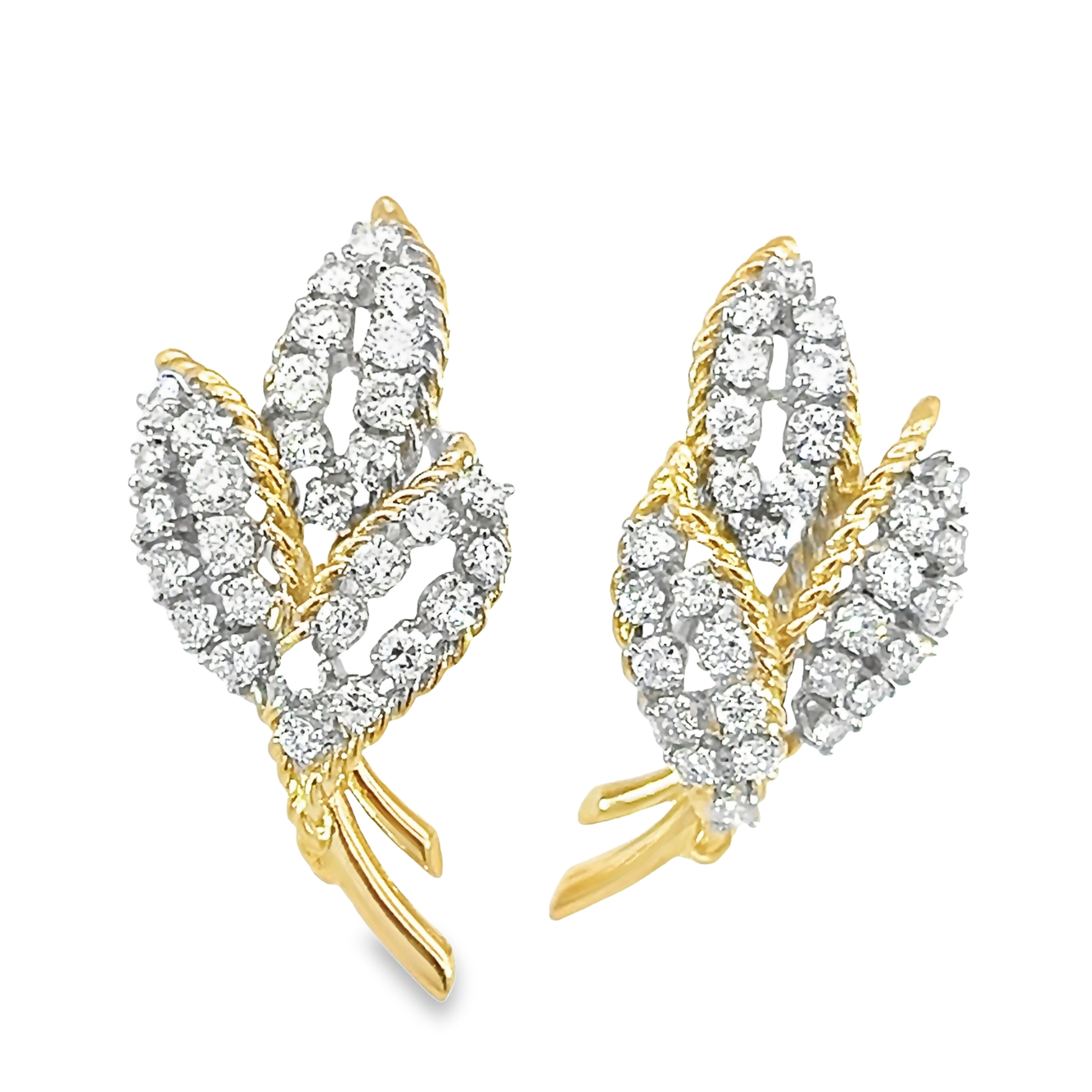 14k Two Toned Diamond Earrings
