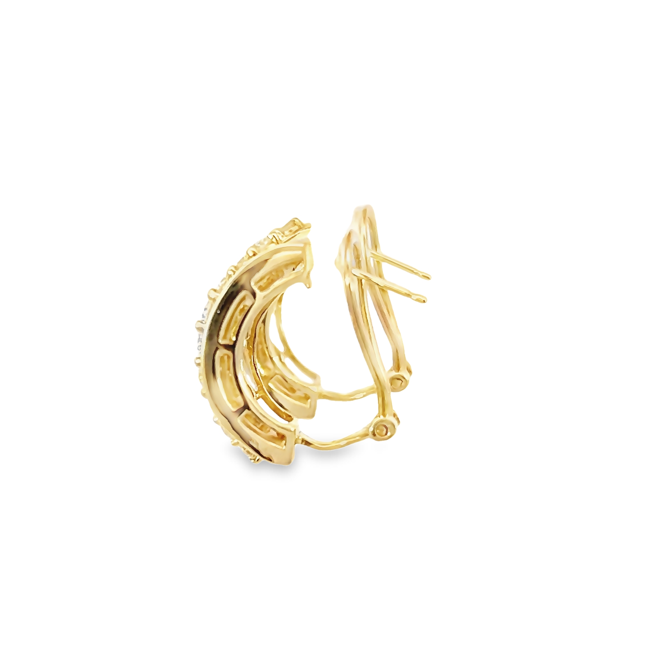 14k Yellow Gold Baguette Diamond Earrings