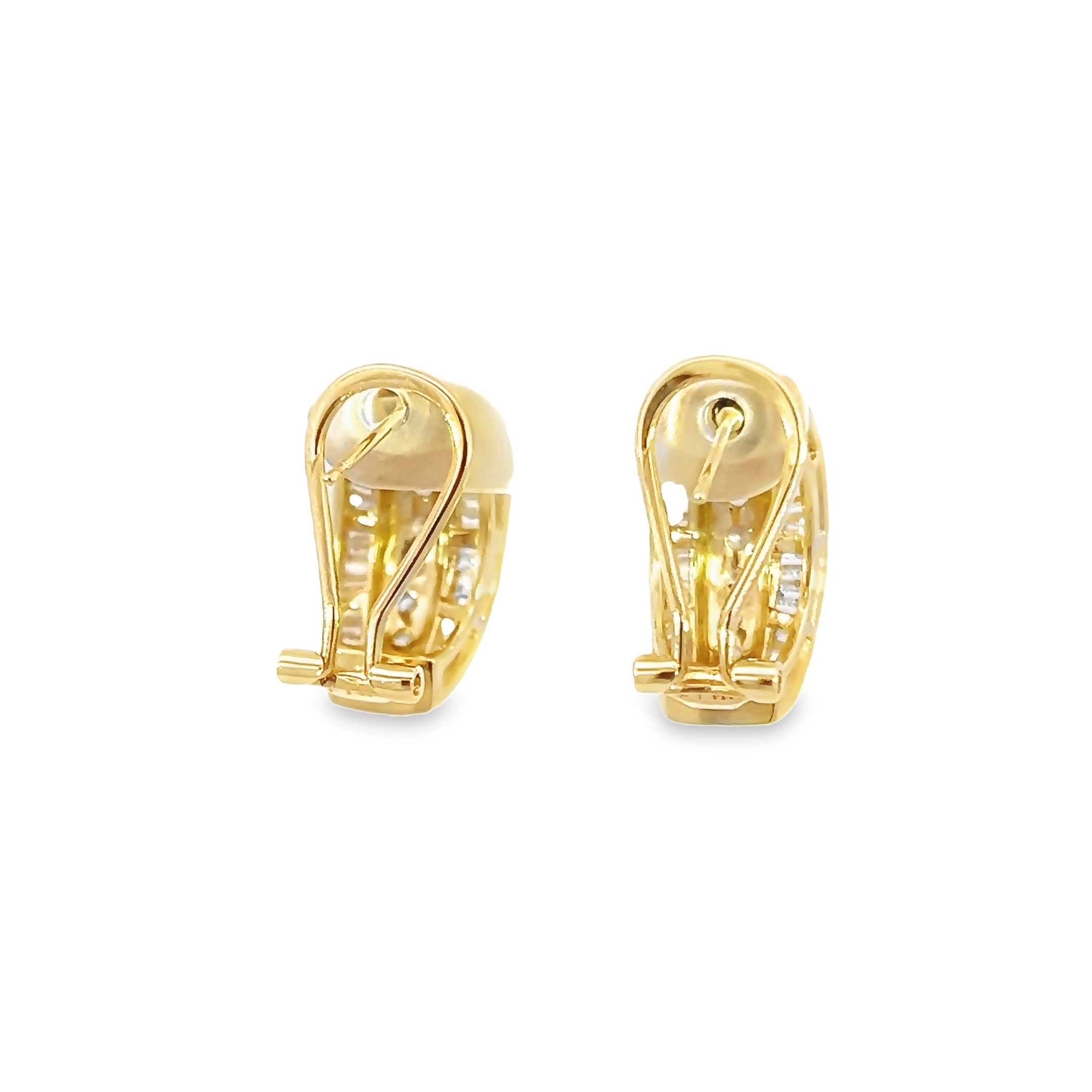 14k Yellow Gold Baguette Diamond Earrings