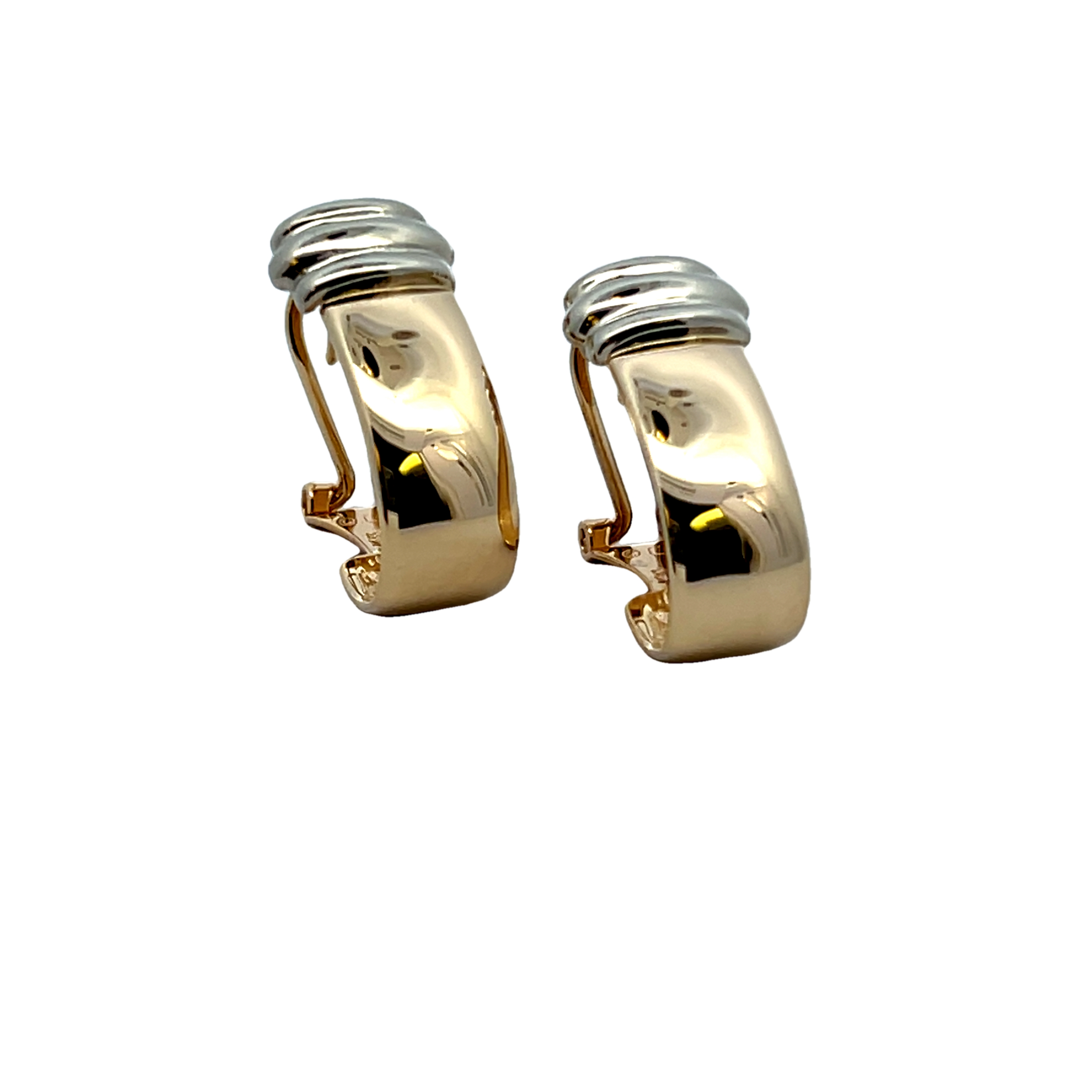 14k Yellow And White Gold Hoop Earrings